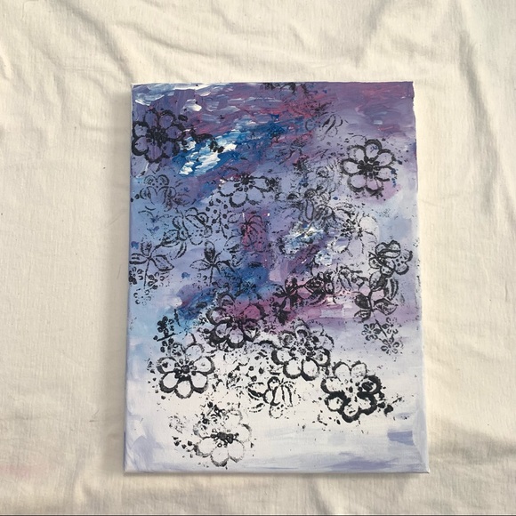 Abstract Floral Canvas Painting Original Acrylic - Picture 8 of 11